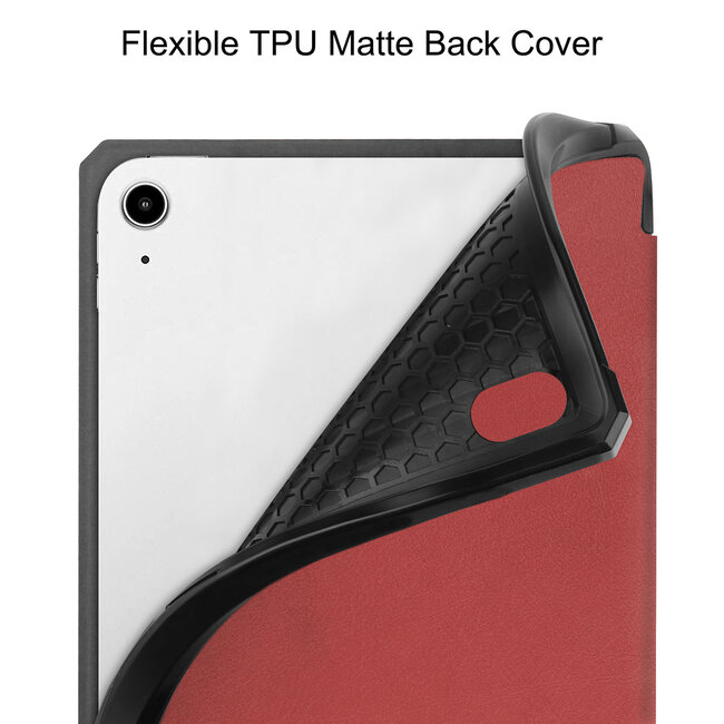 Case2go - Tablet hoes geschikt voor Apple iPad Mini 6 (2021) - 8.3 inch - Tri-Fold Book Case - Apple Pencil Houder - Donker Rood