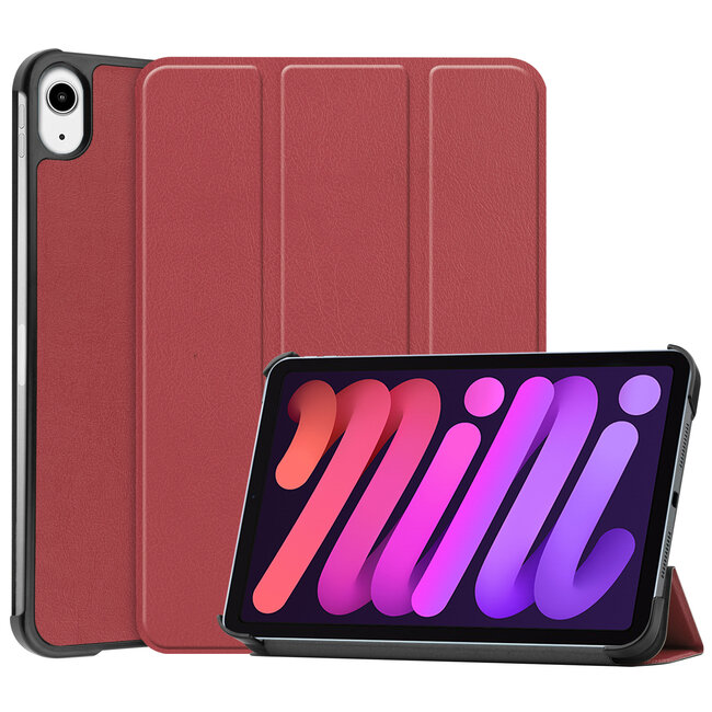 Case2go - Tablet hoes geschikt voor Apple iPad Mini 6 (2021) - 8.3 inch - Tri-Fold Book Case - Apple Pencil Houder - Donker Rood