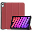 Case2go Case2go - Tablet hoes geschikt voor Apple iPad Mini 6 (2021) - 8.3 inch - Tri-Fold Book Case - Apple Pencil Houder - Donker Rood