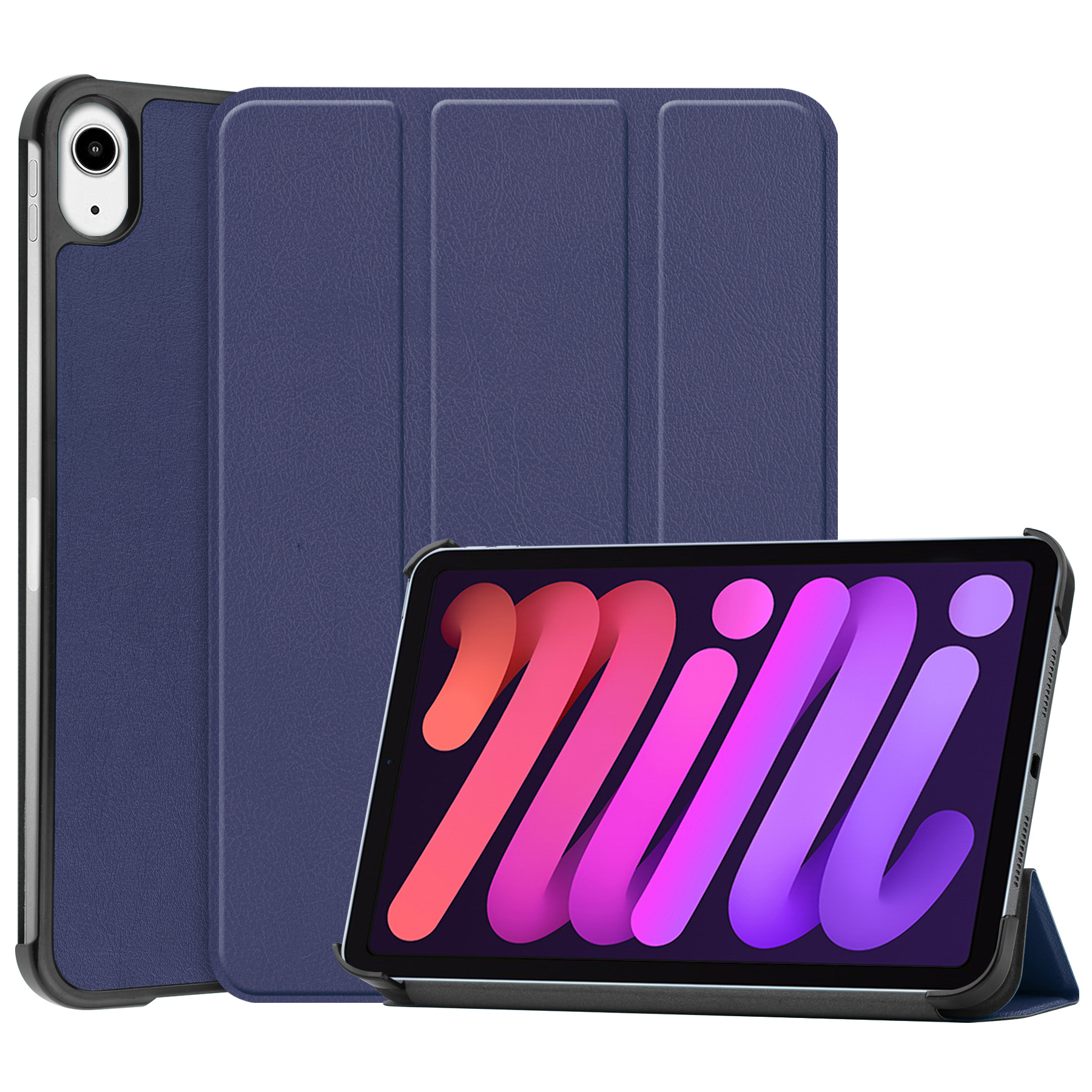 Origineel passen Situatie Case2go - Tablet hoes geschikt voor Apple iPad Mini 6 (2021) - 8 inch -  Tri-Fold Book Case - Apple Pencil Houder - Donker Blauw | Case2go.nl