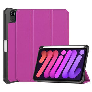 Case2go Case2go - Tablet hoes geschikt voor Apple iPad Mini 6 (2021) - 8.3 inch - Tri-Fold Book Case - Apple Pencil Houder - Paars