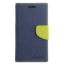 Telefoonhoesje geschikt voor Apple iPhone 13 Pro - Mercury Fancy Diary Wallet Case - Hoesje met Pasjeshouder - Donker Blauw/Lime