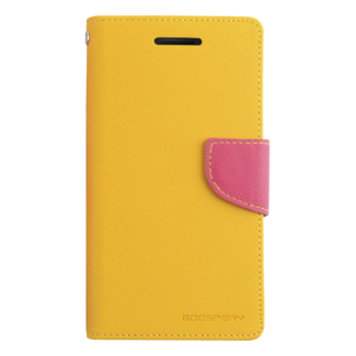 Mercury Goospery Telefoonhoesje geschikt voor Apple iPhone 13 Pro - Mercury Fancy Diary Wallet Case - Hoesje met Pasjeshouder - Geel/Magenta