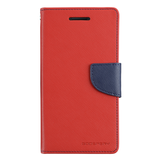 Telefoonhoesje geschikt voor Apple iPhone 13 Pro - Mercury Fancy Diary Wallet Case - Hoesje met Pasjeshouder - Rood/Blauw