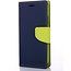 Telefoonhoesje geschikt voor Apple iPhone 13 Pro Max - Mercury Fancy Diary Wallet Case - Hoesje met Pasjeshouder - Donker Blauw/Lime