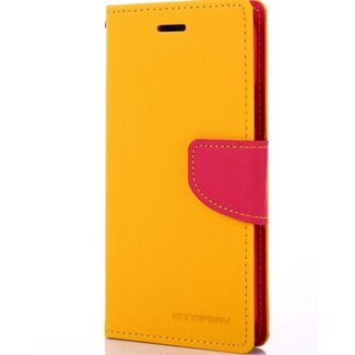 Mercury Goospery Telefoonhoesje geschikt voor Apple iPhone 13 Pro Max - Mercury Fancy Diary Wallet Case - Hoesje met Pasjeshouder - Geel/Magenta