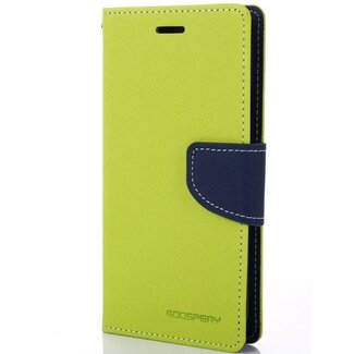 Mercury Goospery Telefoonhoesje geschikt voor Apple iPhone 13 - Mercury Fancy Diary Wallet Case - Hoesje met Pasjeshouder - Lime Groen/Blauw