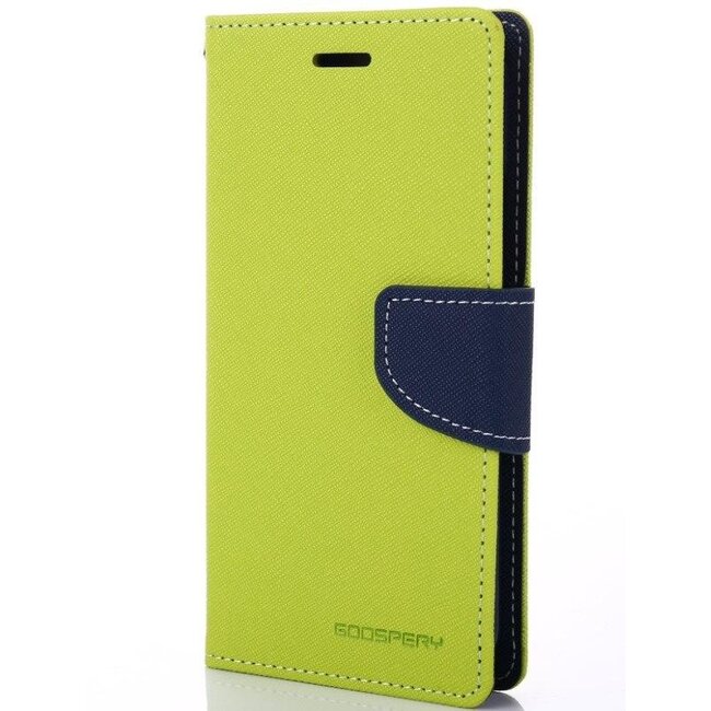 Telefoonhoesje geschikt voor Apple iPhone 13 - Mercury Fancy Diary Wallet Case - Hoesje met Pasjeshouder - Lime Groen/Blauw