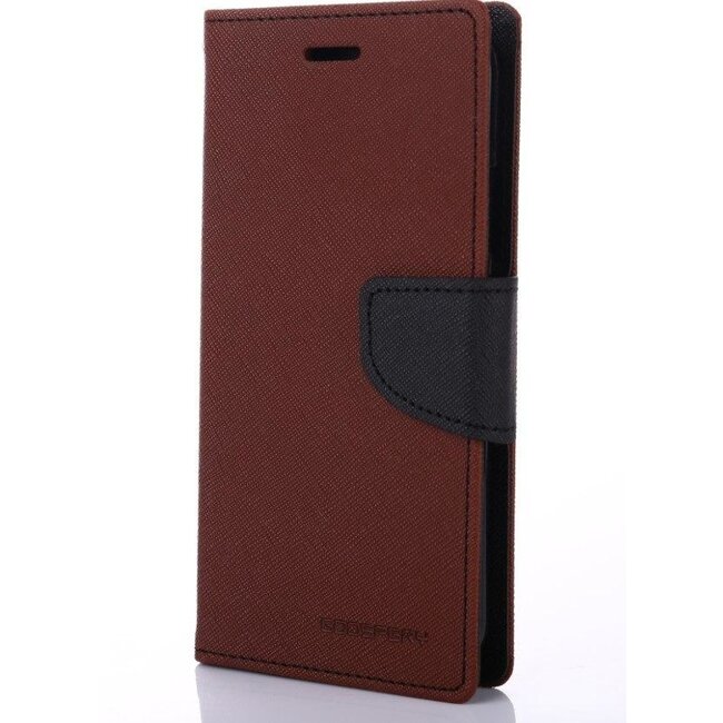 Telefoonhoesje geschikt voor Apple iPhone 13 Mini - Mercury Fancy Diary Wallet Case - Hoesje met Pasjeshouder - Bruin/Zwart