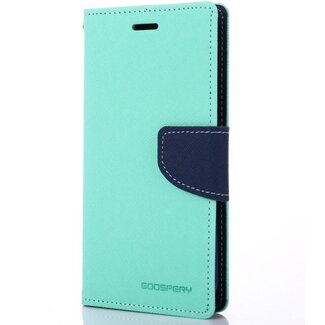 Mercury Goospery Telefoonhoesje geschikt voor Apple iPhone 13 Mini - Mercury Fancy Diary Wallet Case - Hoesje met Pasjeshouder - Licht Blauw/Donker Blauw