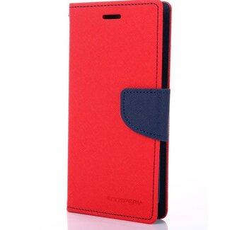 Mercury Goospery Telefoonhoesje geschikt voor Apple iPhone 13 Mini - Mercury Fancy Diary Wallet Case - Hoesje met Pasjeshouder - Rood/Blauw