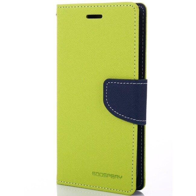 Telefoonhoesje geschikt voor Apple iPhone 13 Pro - Mercury Fancy Diary Wallet Case - Hoesje met Pasjeshouder - Lime Groen/Blauw