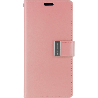 Mercury Goospery Telefoonhoesje geschikt voor Apple iPhone 13 Pro Max - Goospery Rich Diary Case - Hoesje met Pasjeshouder - Roze