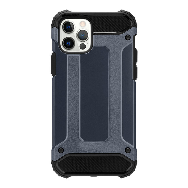 Telefoonhoesje geschikt voor iPhone 13 Pro Max - Metallic Armor Case - Donker Blauw