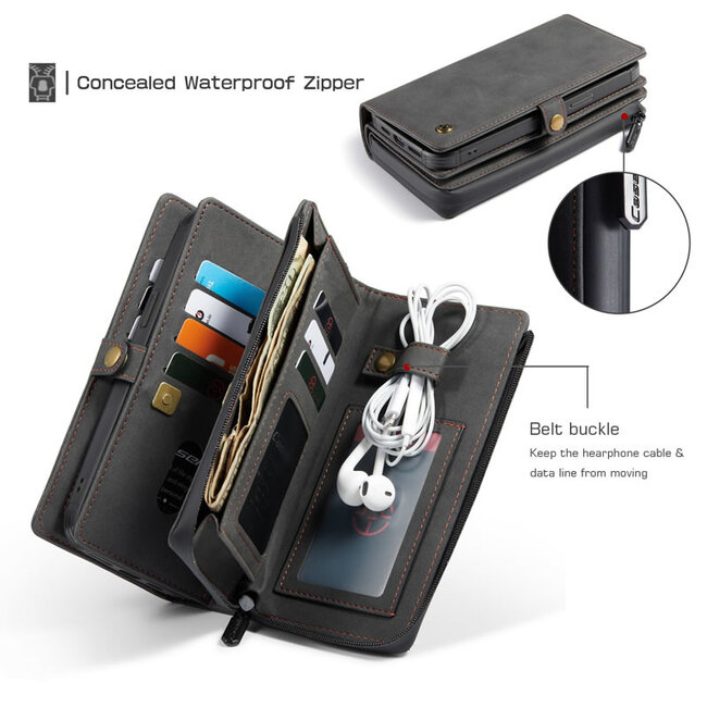 CaseMe - Telefoonhoesje geschikt voor Apple iPhone 13 - Back Cover en Wallet Book Case - Multifunctioneel - Zwart
