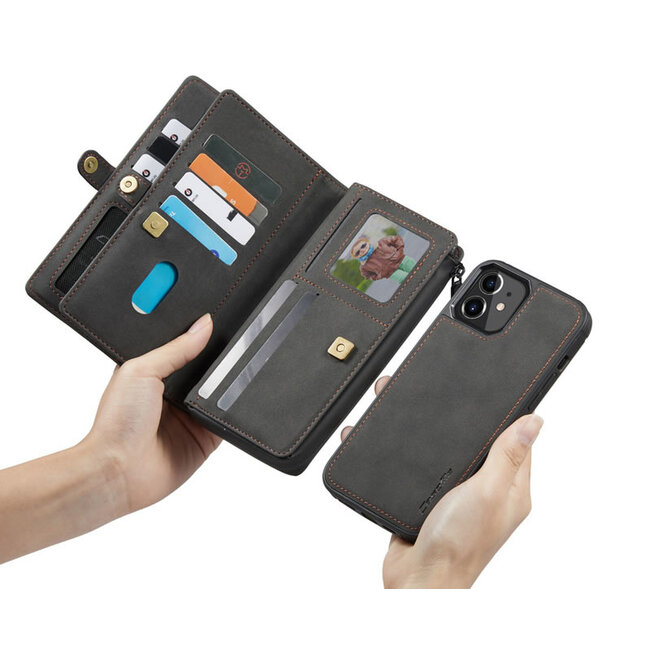 CaseMe - Telefoonhoesje geschikt voor Apple iPhone 13 - Back Cover en Wallet Book Case - Multifunctioneel - Zwart