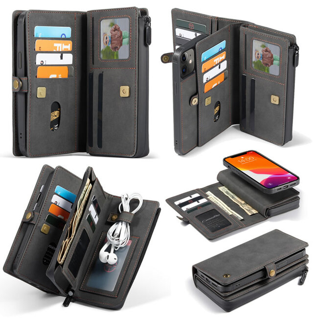 CaseMe - Telefoonhoesje geschikt voor Apple iPhone 13 - Back Cover en Wallet Book Case - Multifunctioneel - Zwart