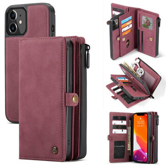 CaseMe CaseMe - Telefoonhoesje geschikt voor Apple iPhone 13 Mini - Back Cover en Wallet Book Case - Multifunctioneel - Rood