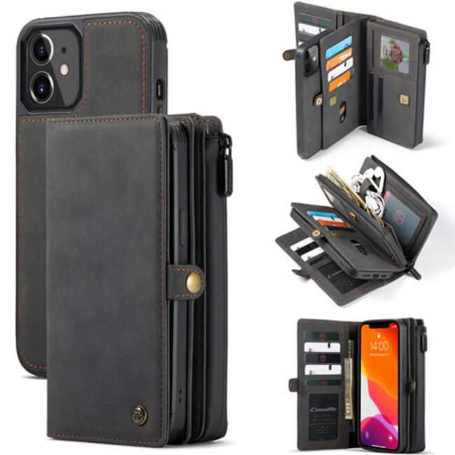 CaseMe - Telefoonhoesje geschikt voor Apple iPhone 13 Mini - Back Cover en Wallet Book Case - Multifunctioneel - Zwart