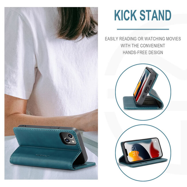 CaseMe - Telefoonhoesje geschikt voor Apple iPhone 13 Mini - Wallet Book Case - Magneetsluiting - Blauw