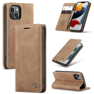 CaseMe CaseMe - Telefoonhoesje geschikt voor Apple iPhone 13 Mini - Wallet Book Case - Magneetsluiting - Licht Bruin