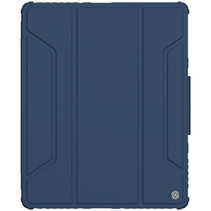 Nillkin - Tablethoes geschikt voor iPad Pro 12.9 2020 (12.9 Inch) - PU Leren Extreme Tri-Fold Book Case - iPad Pro 12.9 hoes met Camera protectie - iPad hoes Met Sleep/Wake-up Functie - Donker Blauw