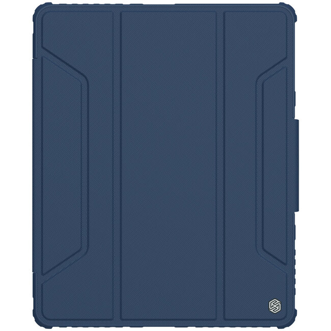 Nillkin - Tablethoes geschikt voor iPad Pro 12.9 2020 (12.9 Inch) - PU Leren Extreme Tri-Fold Book Case - iPad Pro 12.9 hoes met Camera protectie - iPad hoes Met Sleep/Wake-up Functie - Donker Blauw