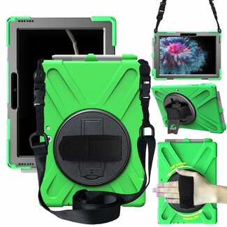 Case2go Tablet Hoes geschikt voor Microsoft Surface Go 3 Cover - Hand Strap Armor Case met Surface Pen Houder - Groen