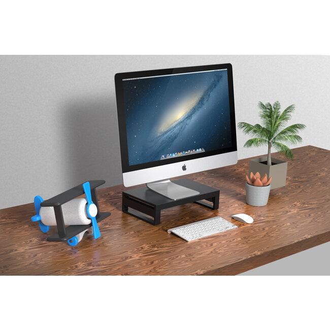 Case2go - Monitor Standaard -  Laptop Standaard - Ergonomische design - Monitor Verhoger - Aluminium - 36,5  x 22 x 9 CM - Zwart