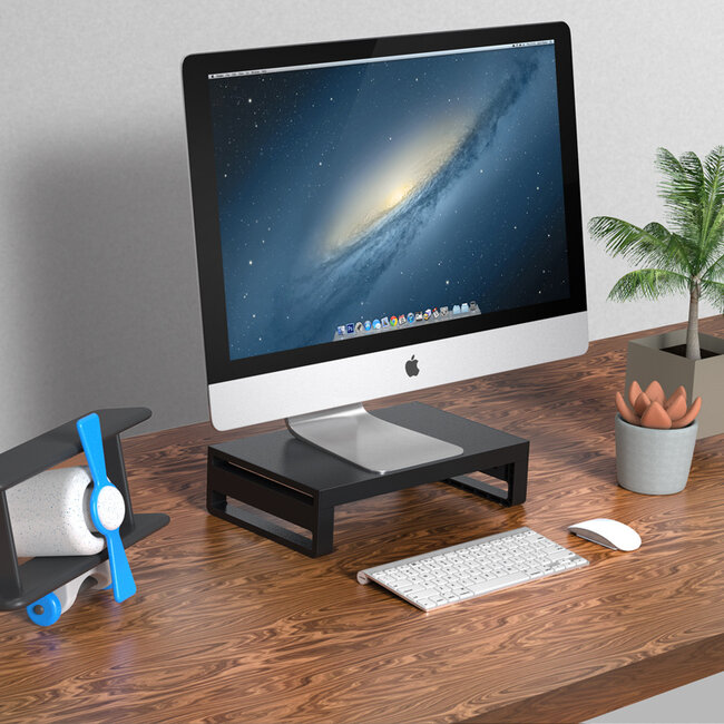 Case2go - Monitor Standaard -  Laptop Standaard - Ergonomische design - Monitor Verhoger - Aluminium - 36,5  x 22 x 9 CM - Zwart