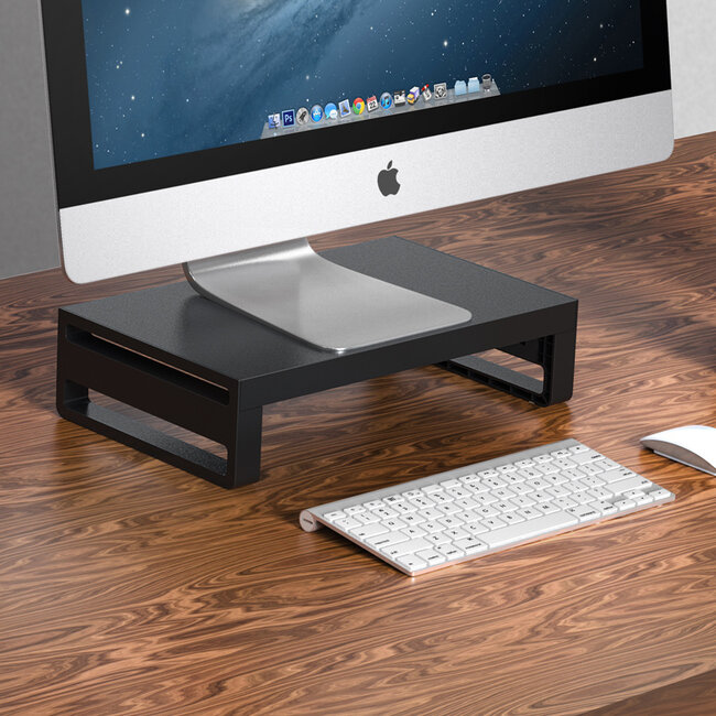 Case2go - Monitor Standaard -  Laptop Standaard - Ergonomische design - Monitor Verhoger - Aluminium - 36,5  x 22 x 9 CM - Zwart