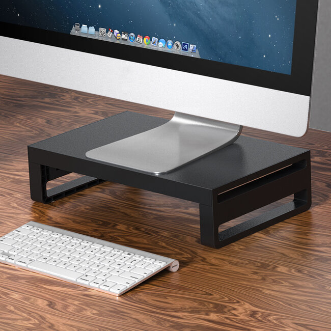 Case2go - Monitor Standaard -  Laptop Standaard - Ergonomische design - Monitor Verhoger - Aluminium - 36,5  x 22 x 9 CM - Zwart