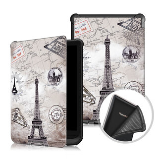 Case2go Case2go - E-reader hoesje voor PocketBook Touch Lux 5 - Sleepcover - Auto/Wake functie - Magnetische sluiting - Eiffeltoren
