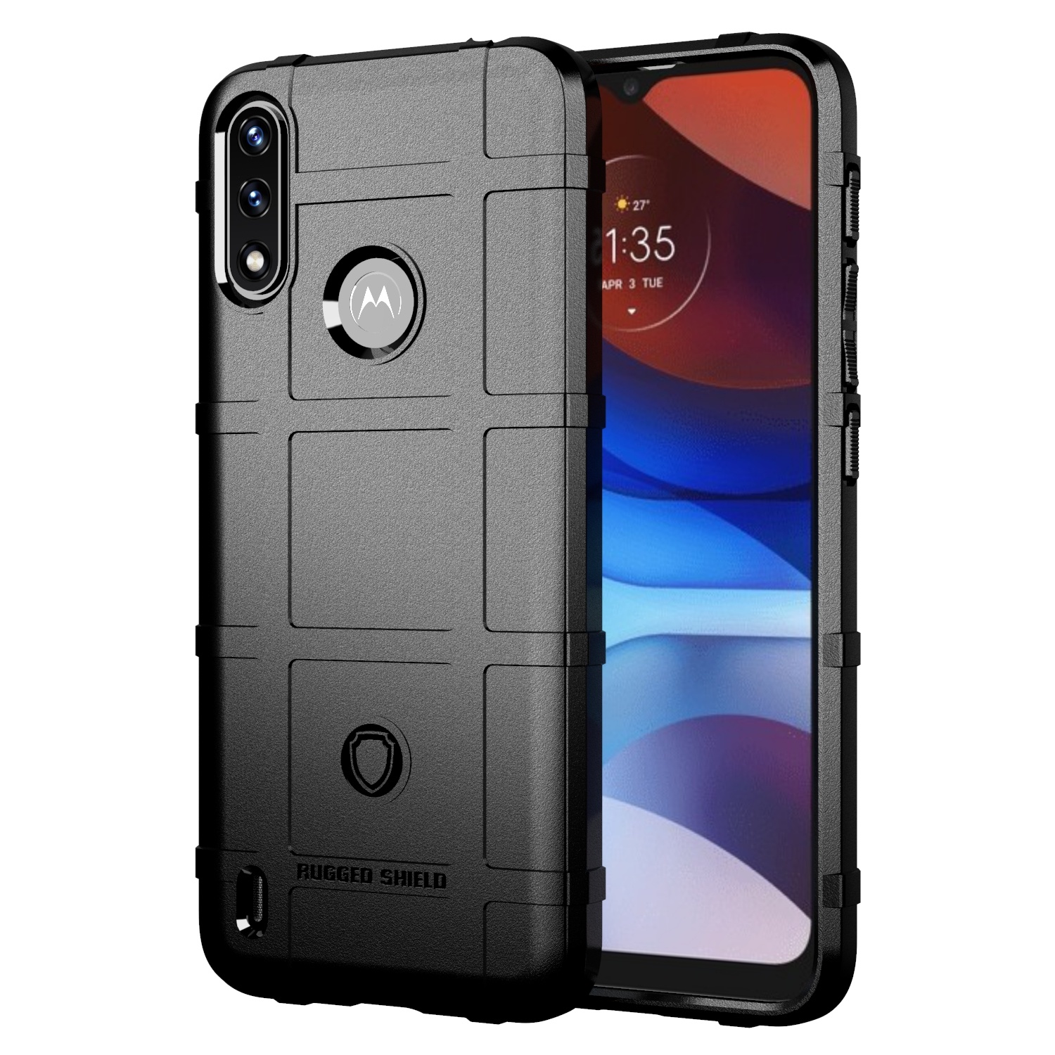 Case2go - Hoesje geschikt voor Motorola Moto E7i / E7i Power - Heavy Armor TPU Bumper - Back Cover - Zwart afbeelding