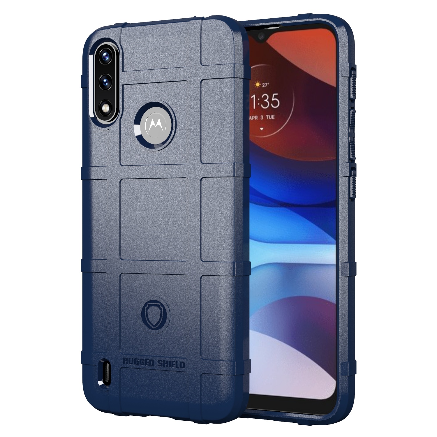 Case2go - Hoesje geschikt voor Motorola Moto E7i / E7i Power - Heavy Armor TPU Bumper - Back Cover - Blauw afbeelding