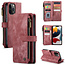 CaseMe - Telefoonhoesje geschikt voor iPhone 12 Pro Max - Wallet Book Case met ritssluiting - Magneetsluiting - Rood