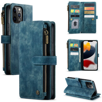 CaseMe CaseMe - Telefoonhoesje geschikt voor iPhone 12 Pro Max - Wallet Book Case met ritssluiting - Magneetsluiting - Blauw