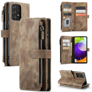 CaseMe CaseMe - Telefoonhoesje geschikt voor Samsung Galaxy A32 5G - Wallet Book Case met ritssluiting - Magneetsluiting - Bruin