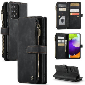 CaseMe CaseMe - Telefoonhoesje geschikt voor Samsung Galaxy A72 - Wallet Book Case met ritssluiting - Magneetsluiting - Zwart