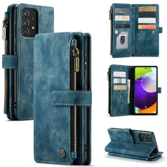 CaseMe CaseMe - Telefoonhoesje geschikt voor Samsung Galaxy A32 5G - Wallet Book Case met ritssluiting - Magneetsluiting - Blauw