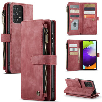 CaseMe CaseMe - Telefoonhoesje geschikt voor Samsung Galaxy A32 5G - Wallet Book Case met ritssluiting - Magneetsluiting - Rood