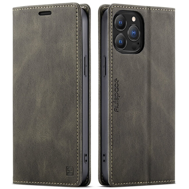 AutSpace - Telefoonhoesje geschikt voor Apple iPhone 13 Pro Max - Wallet Book Case - Magneetsluiting - met RFID bescherming - Bruin