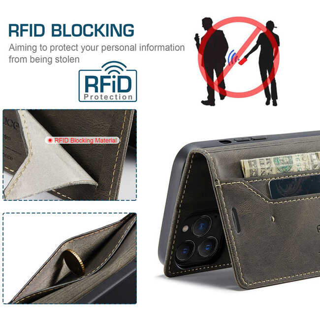 AutSpace - Telefoonhoesje geschikt voor Apple iPhone 13 Pro Max - Wallet Book Case - Magneetsluiting - met RFID bescherming - Bruin