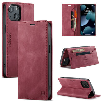 AutSpace AutSpace - Telefoonhoesje geschikt voor Apple iPhone 13 - Wallet Book Case - Magneetsluiting - met RFID bescherming - Rood