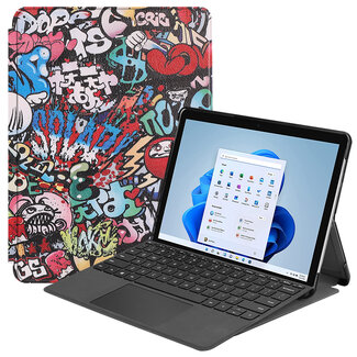 Case2go Case2go - Tablet Hoes geschikt voor Microsoft Surface Pro 8 - Tri-Fold Book Case - Graffiti