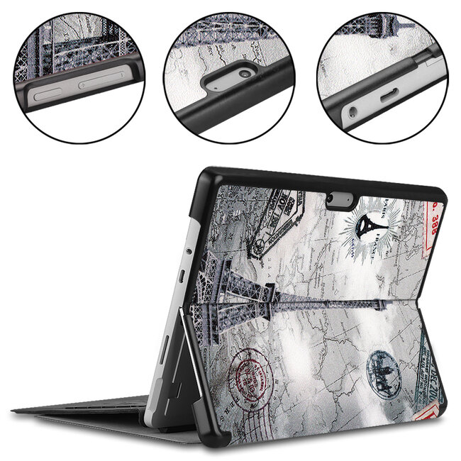 Case2go - Tablet Hoes geschikt voor Microsoft Surface Pro 8 - Tri-Fold Book Case - Eiffeltoren