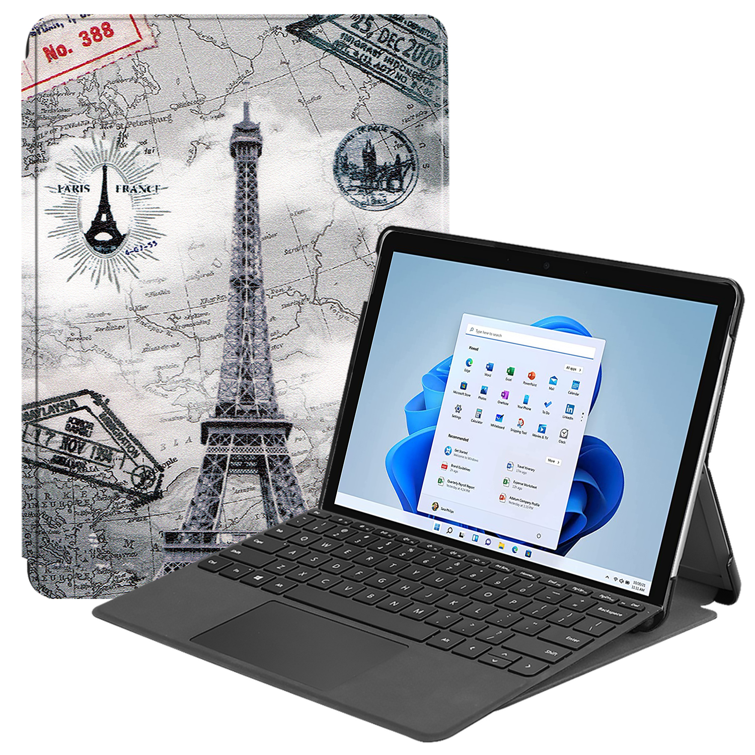 Case2go - Tablet Hoes geschikt voor Microsoft Surface Pro 8 - Tri-Fold Book Case - Eiffeltoren afbeelding