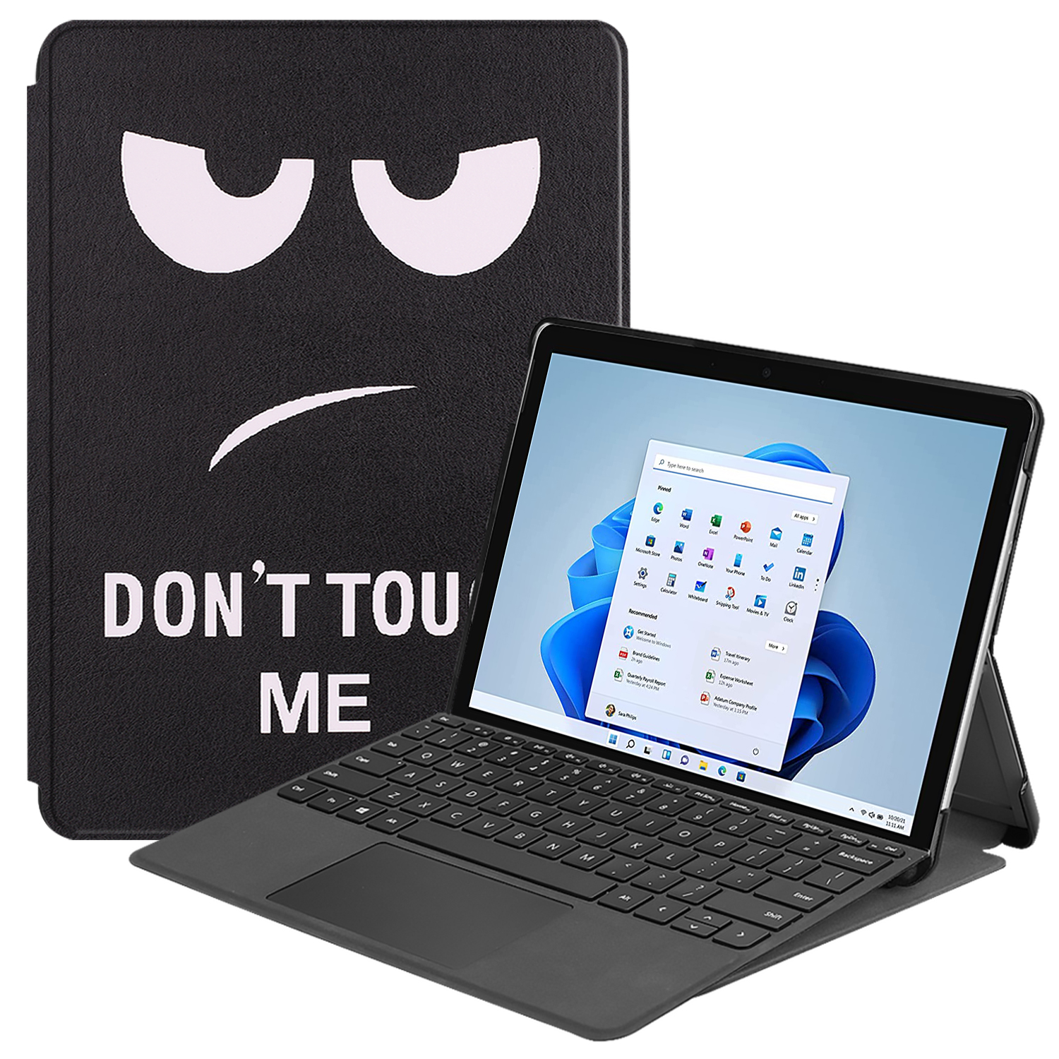 Case2go - Tablet Hoes geschikt voor Microsoft Surface Pro 8 - Tri-Fold Book Case - Don't Touch Me afbeelding