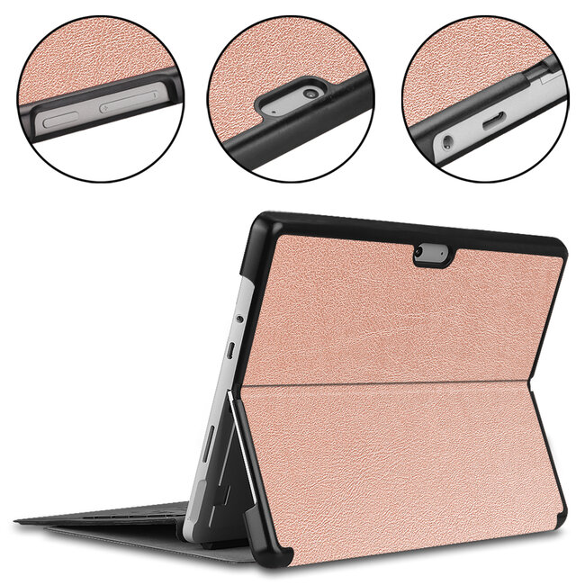 Case2go - Tablet Hoes geschikt voor Microsoft Surface Pro 8 - Tri-Fold Book Case - Rosé Goud
