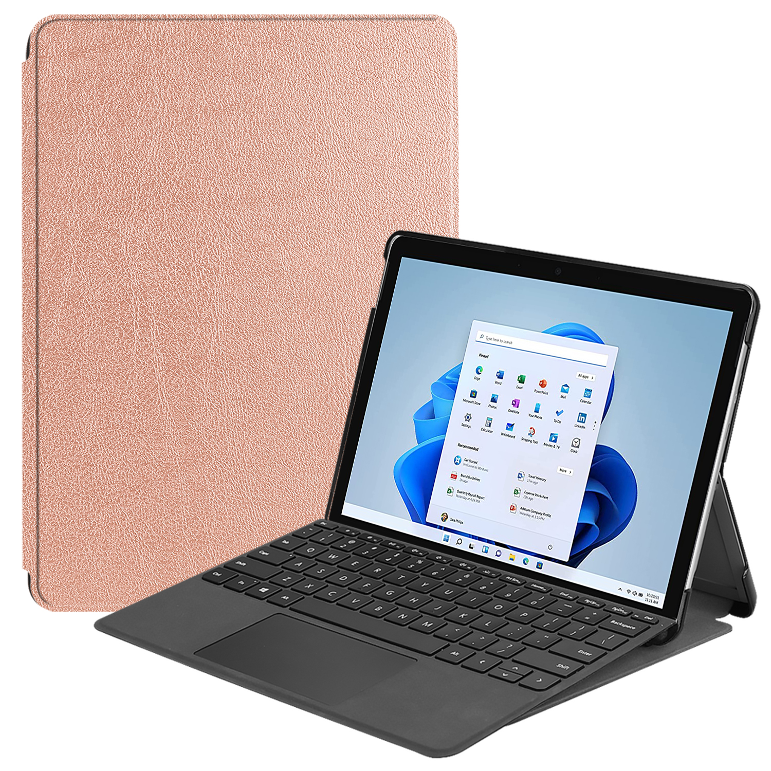 Case2go - Tablet Hoes geschikt voor Microsoft Surface Pro 8 - Tri-Fold Book Case - Rosé Goud afbeelding